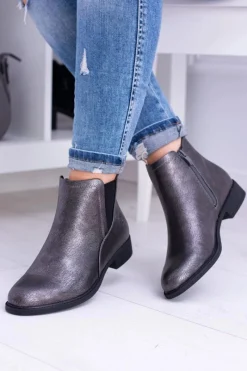 Online Buty Sergio Leone Sergio Leone Ciemnoszare Botki Płaski Obcas Vuko