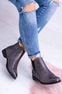 Online Buty Sergio Leone Sergio Leone Ciemnoszare Botki Płaski Obcas Vuko