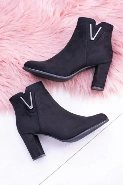 Sergio Leone Czarne Botki Na Słupku Zamsz Valentia Damskie Botki Na Słupku|Brązowe I Beżowe Botki