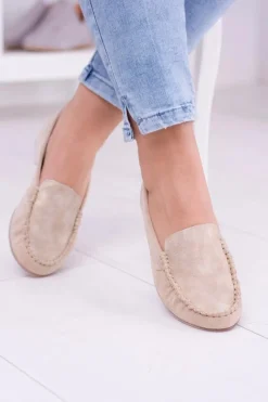 Mokasyny Damskie Skórzane|Mokasyny Damskie Zamszowe>Buty Sergio Leone Sergio Leone Damskie Beżowe Mokasyny Winted