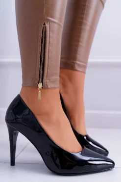 Szpilki Lakierowane|Czółenka Klasyczne>Buty Sergio Leone Sergio Leone Lakierowane Czółenka Szpilki Czarne Feliciana