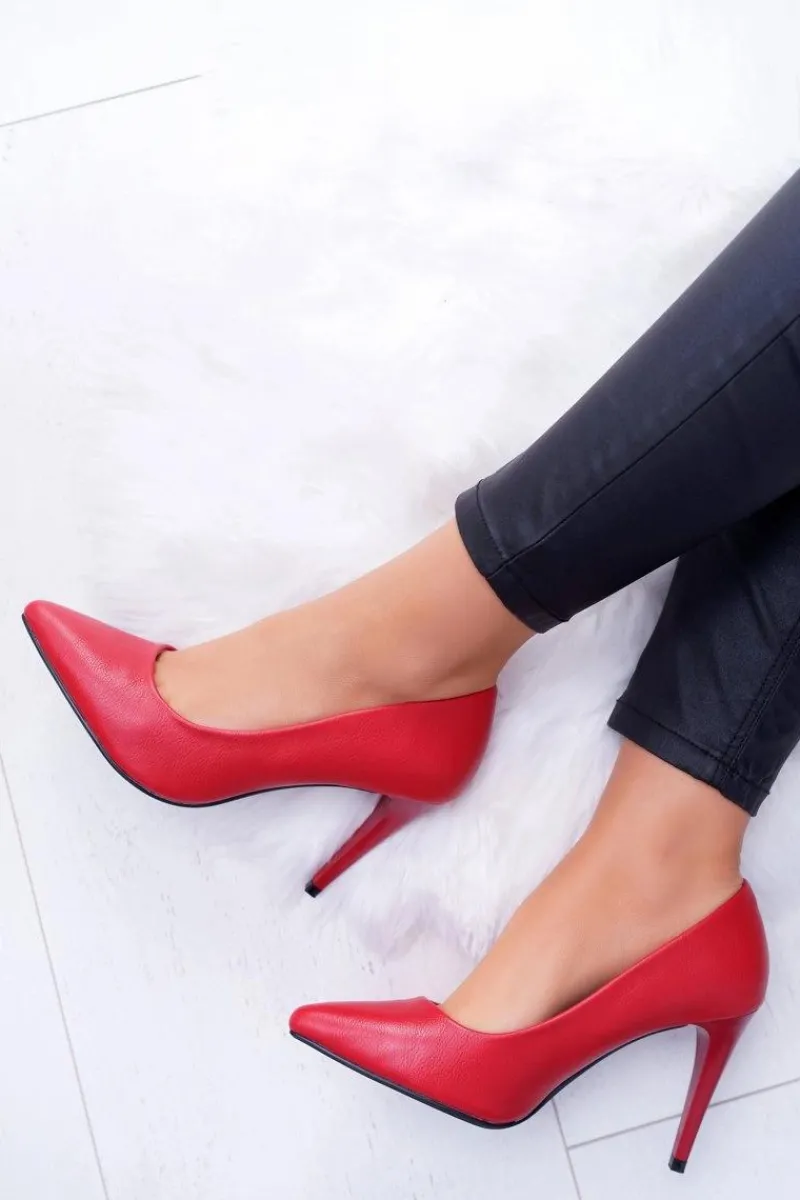 Discount Sergio Leone Matowe Czółenka Szpilki Czerwone Feliciana Damskie Czółenka Klasyczne