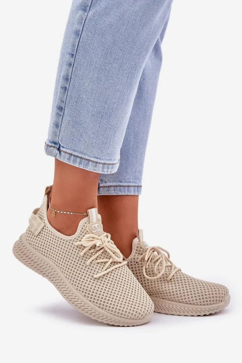 Sneakersy Damskie>Boto Siateczkowe Wsuwane Buty Sportowe Damskie Beżowe Harice