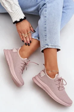 Outlet Boto Siateczkowe Wsuwane Buty Sportowe Damskie Różowe Harice