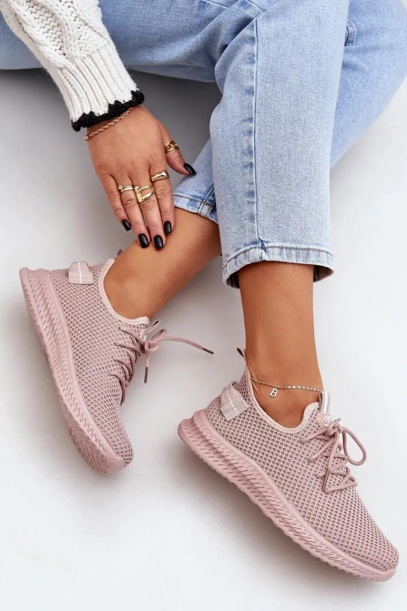 Outlet Boto Siateczkowe Wsuwane Buty Sportowe Damskie Różowe Harice