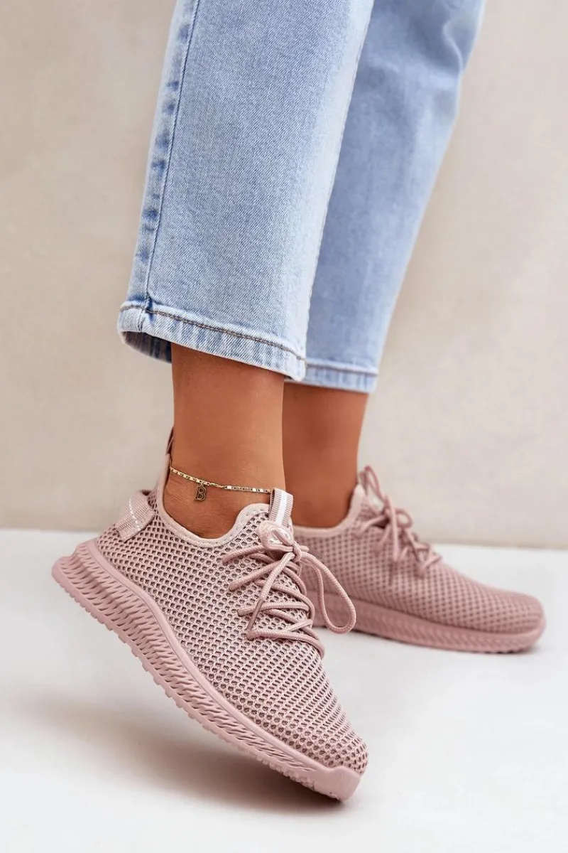 Outlet Boto Siateczkowe Wsuwane Buty Sportowe Damskie Różowe Harice