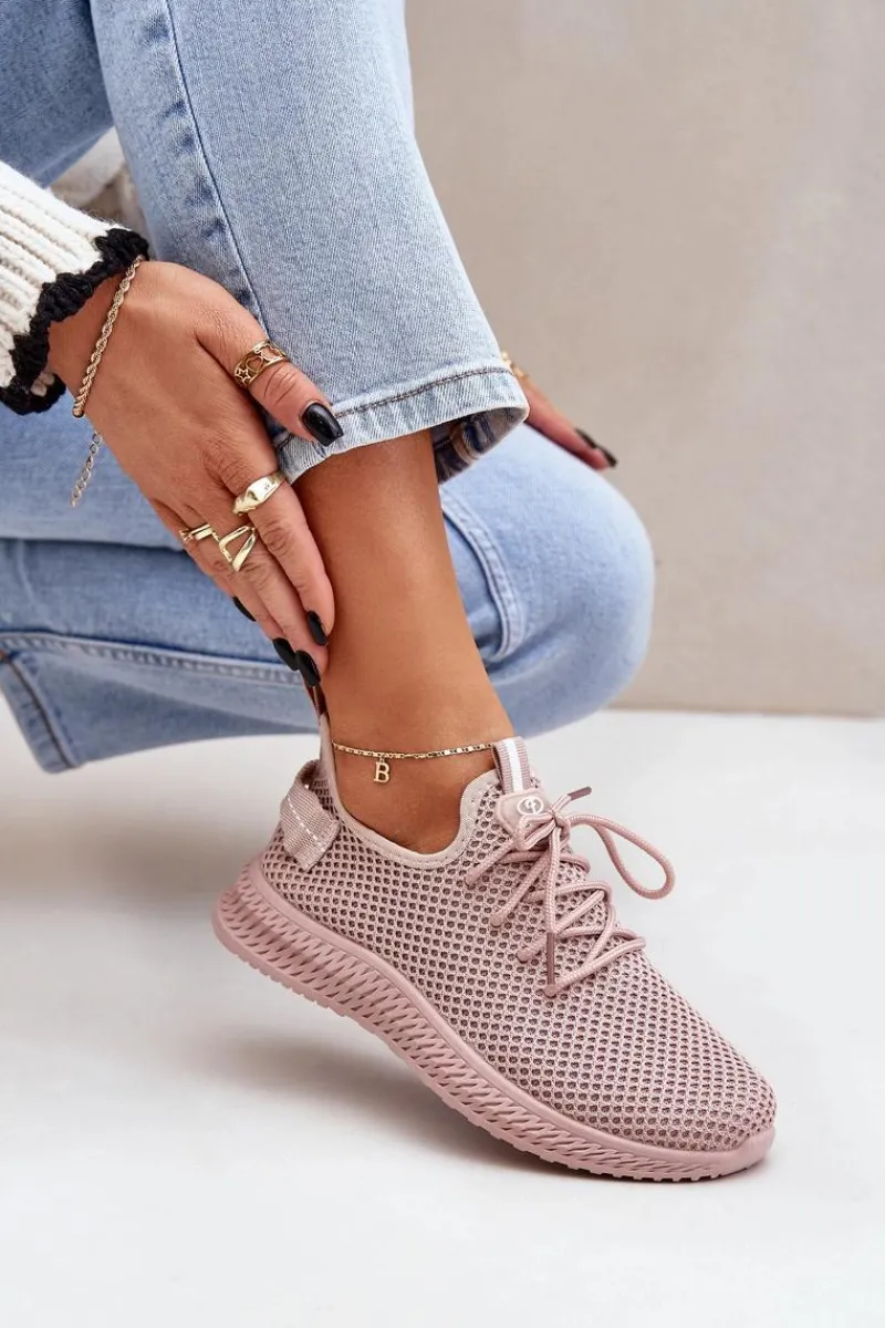 Outlet Boto Siateczkowe Wsuwane Buty Sportowe Damskie Różowe Harice