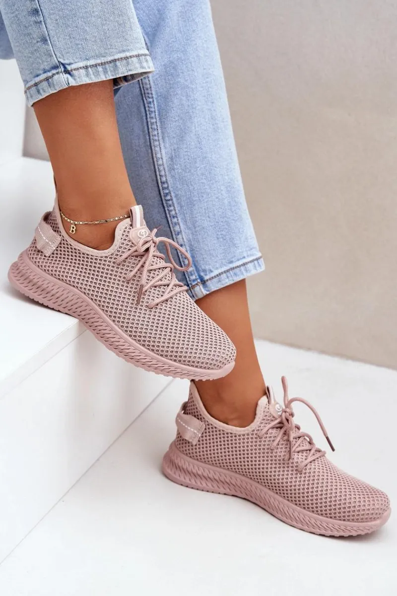 Outlet Boto Siateczkowe Wsuwane Buty Sportowe Damskie Różowe Harice