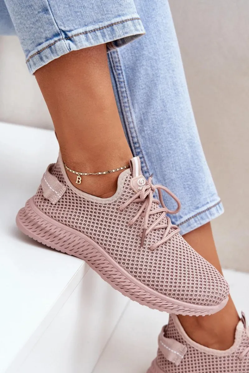 Outlet Boto Siateczkowe Wsuwane Buty Sportowe Damskie Różowe Harice