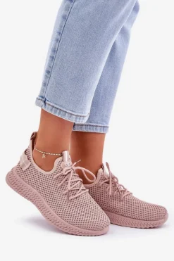 Outlet Boto Siateczkowe Wsuwane Buty Sportowe Damskie Różowe Harice