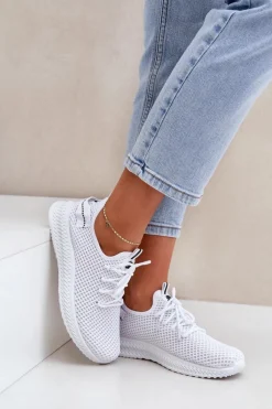 Sale Siateczkowe Wsuwane Buty Sportowe Damskie Białe Harice Damskie Sneakersy Damskie