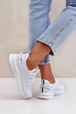 Sale Siateczkowe Wsuwane Buty Sportowe Damskie Białe Harice Damskie Sneakersy Damskie