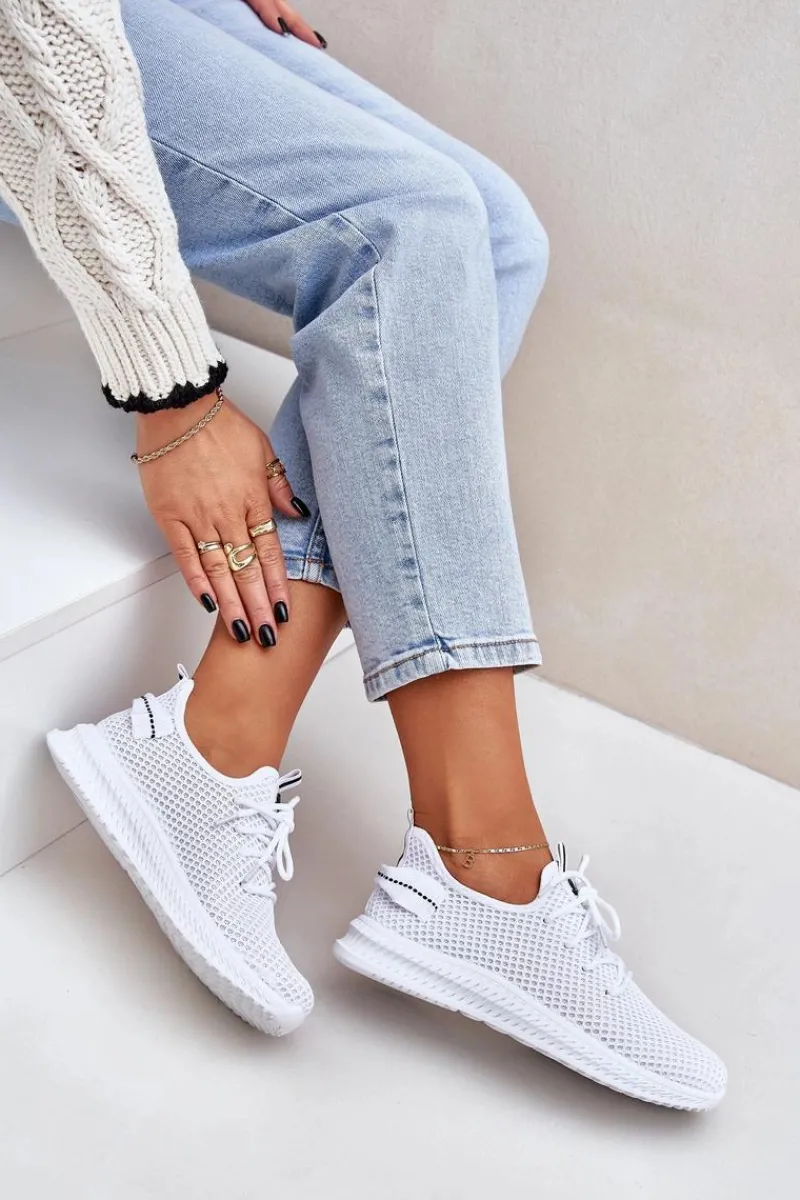 Sale Siateczkowe Wsuwane Buty Sportowe Damskie Białe Harice Damskie Sneakersy Damskie