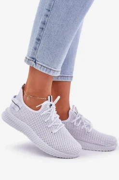Sale Siateczkowe Wsuwane Buty Sportowe Damskie Białe Harice Damskie Sneakersy Damskie