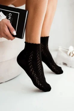 Skarpetki|Skarpetki>Milena Skarpetki Damskie Ażurowe Czarne Czarny