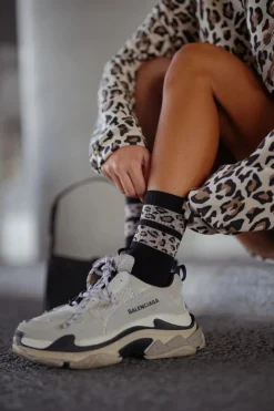 Skarpetki|Skarpetki>Milena Skarpetki Damskie Dwa Cętkowane Paski Czarne Czarny