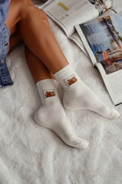 Skarpetki|Skarpetki>Milena Skarpetki Damskie Kapibara Ecru Biały