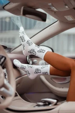 Hot Skarpetki Damskie Kontury Misia Białe Skarpetki|Skarpetki