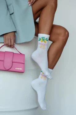 Best Skarpetki Damskie LIMONCELLO Białe Skarpetki|Skarpetki