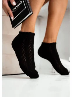 Hot Skarpetki Damskie Stopki Ażurowe Czarne Skarpetki|Skarpetki