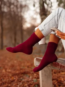 Skarpetki|Skarpetki>Milena Skarpetki Damskie Wełna Merino Bordowe