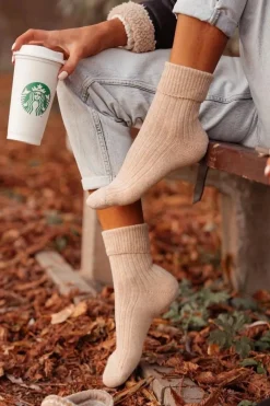 Discount Skarpetki Damskie Wełniane Beżowe Skarpetki|Skarpetki