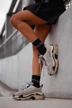 New Milena Skarpetki Damskie Z Napisem 90's Baby Czarne Czarny