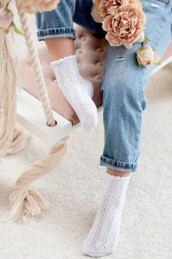 Hot Skarpetki Dziecięce Ażurowe Białe Skarpetki|Skarpetki