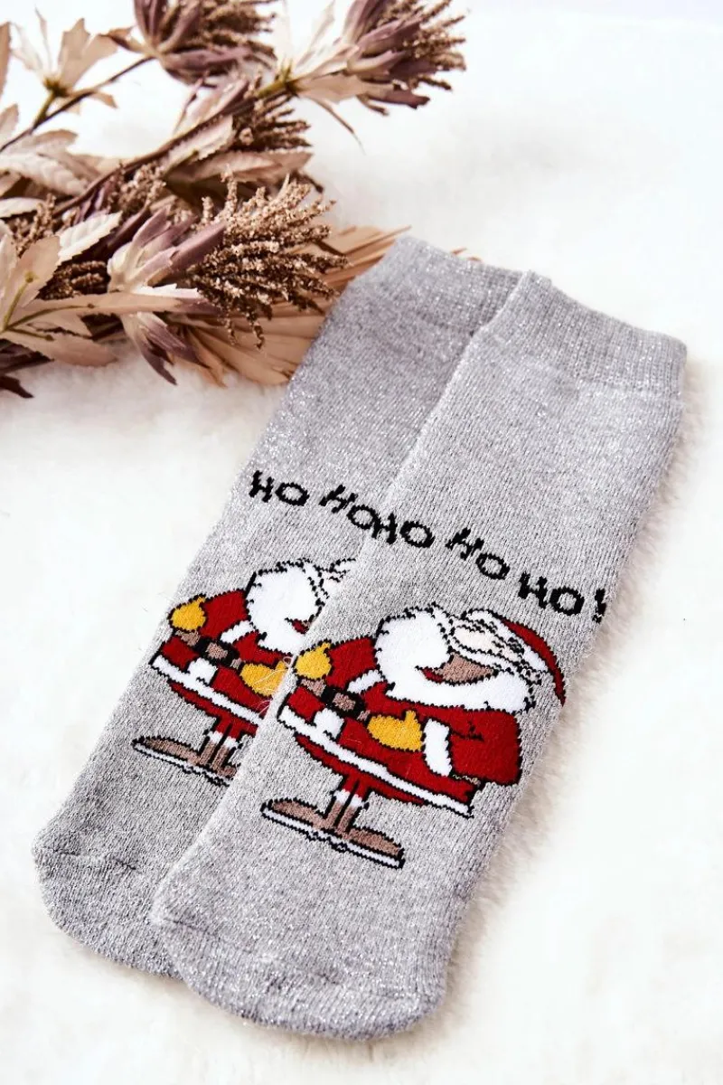 Skarpetki|Skarpetki>Aura.via Skarpetki Dziecięce Błyszczące Mikołaj Srebrne