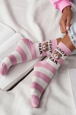 Discount Skarpetki Młodzieżowe TEDDY BEAR Różowe Skarpetki|Skarpetki