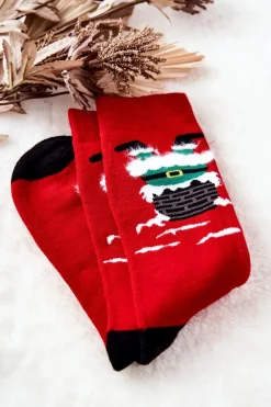 Sale Aura.via Skarpetki Męskie Mikołaj Czerwono-Czarne