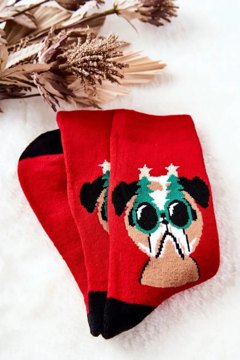 Aura.via Skarpetki Męskie Piesek Czerwono-Czarne