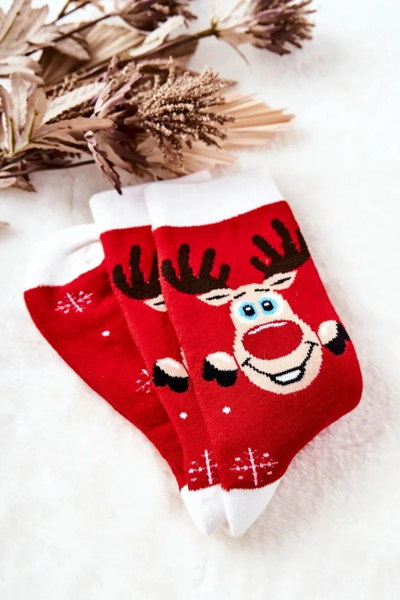 Skarpetki|Skarpetki>Aura.via Skarpetki Męskie Renifer Czerwono-Białe