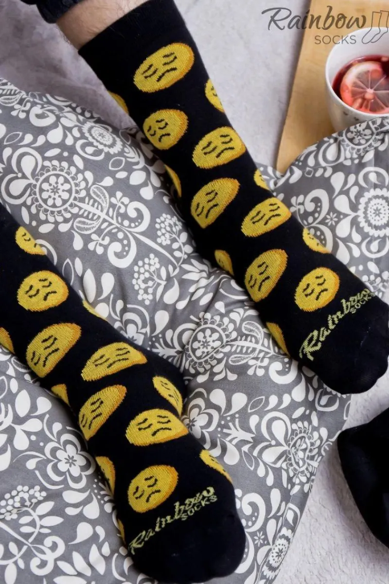 Clearance Skarpetki Rainbow Socks Emotikony Śmieszek Smuteczek Ważniak 3 Pary Skarpetki|Skarpetki