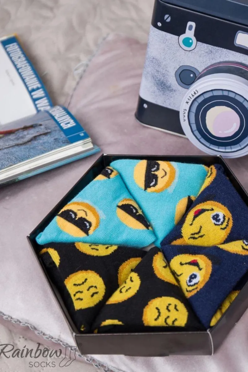 Clearance Skarpetki Rainbow Socks Emotikony Śmieszek Smuteczek Ważniak 3 Pary Skarpetki|Skarpetki
