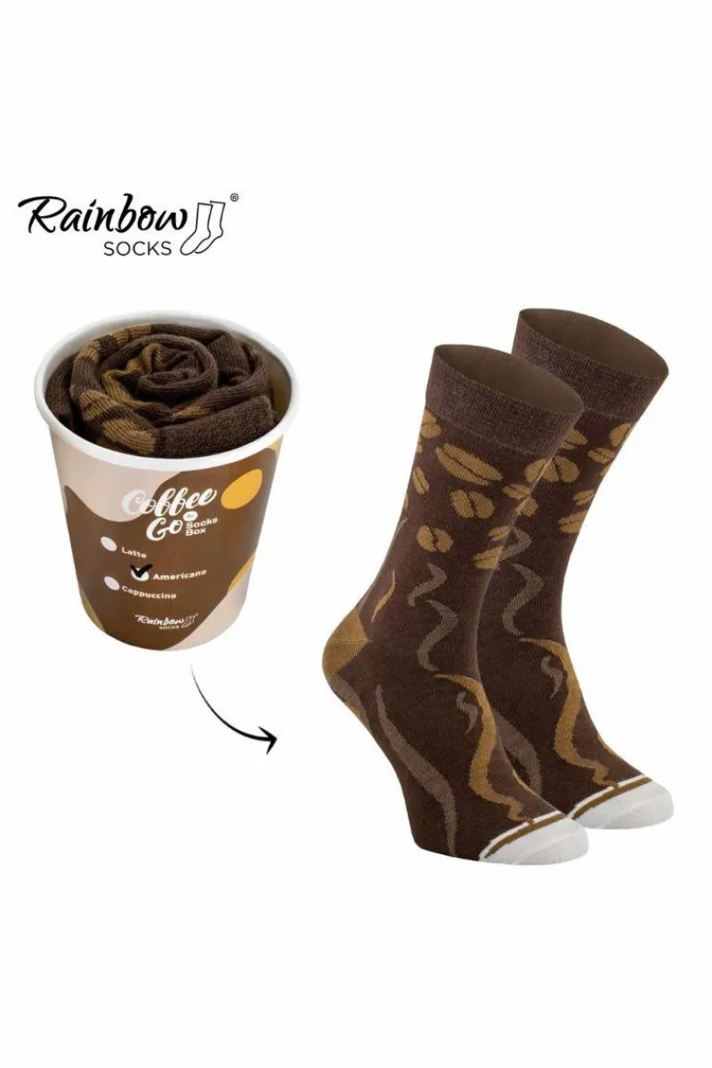 Sale ZOOKSY/RAINBOW SOCKS Skarpetki Rainbow Socks Kawowe Espresso 1 Para