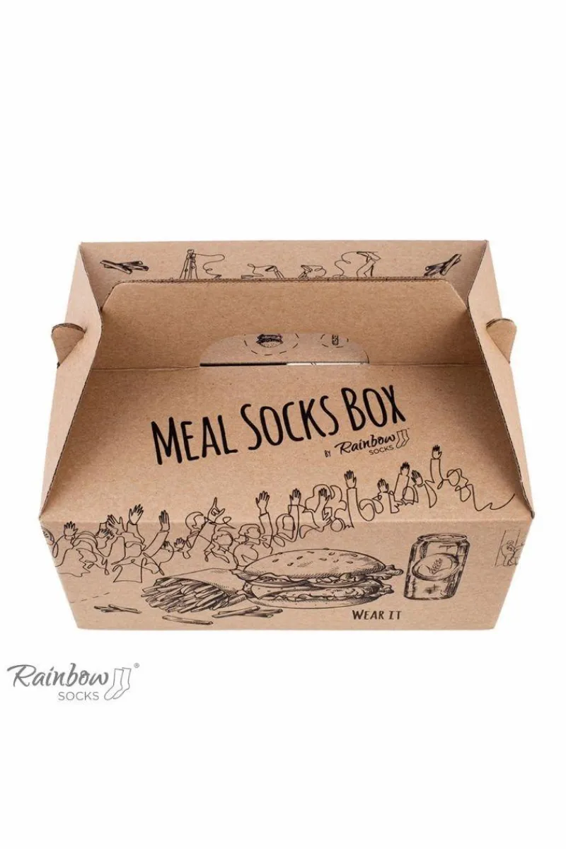 Hot Skarpetki Rainbow Socks Meal Socks Box Burger Frytki Piwo 5 Par Skarpetki|Skarpetki