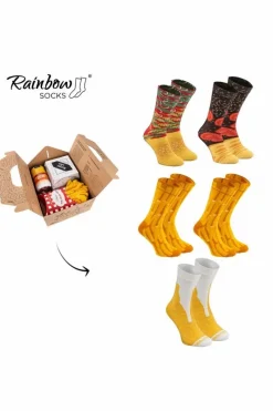 Hot Skarpetki Rainbow Socks Meal Socks Box Burger Frytki Piwo 5 Par Skarpetki|Skarpetki