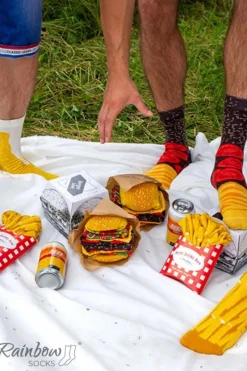 Hot Skarpetki Rainbow Socks Meal Socks Box Burger Frytki Piwo 5 Par Skarpetki|Skarpetki