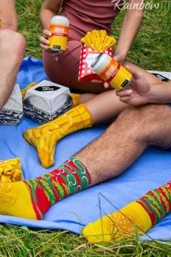 Hot Skarpetki Rainbow Socks Meal Socks Box Burger Frytki Piwo 5 Par Skarpetki|Skarpetki