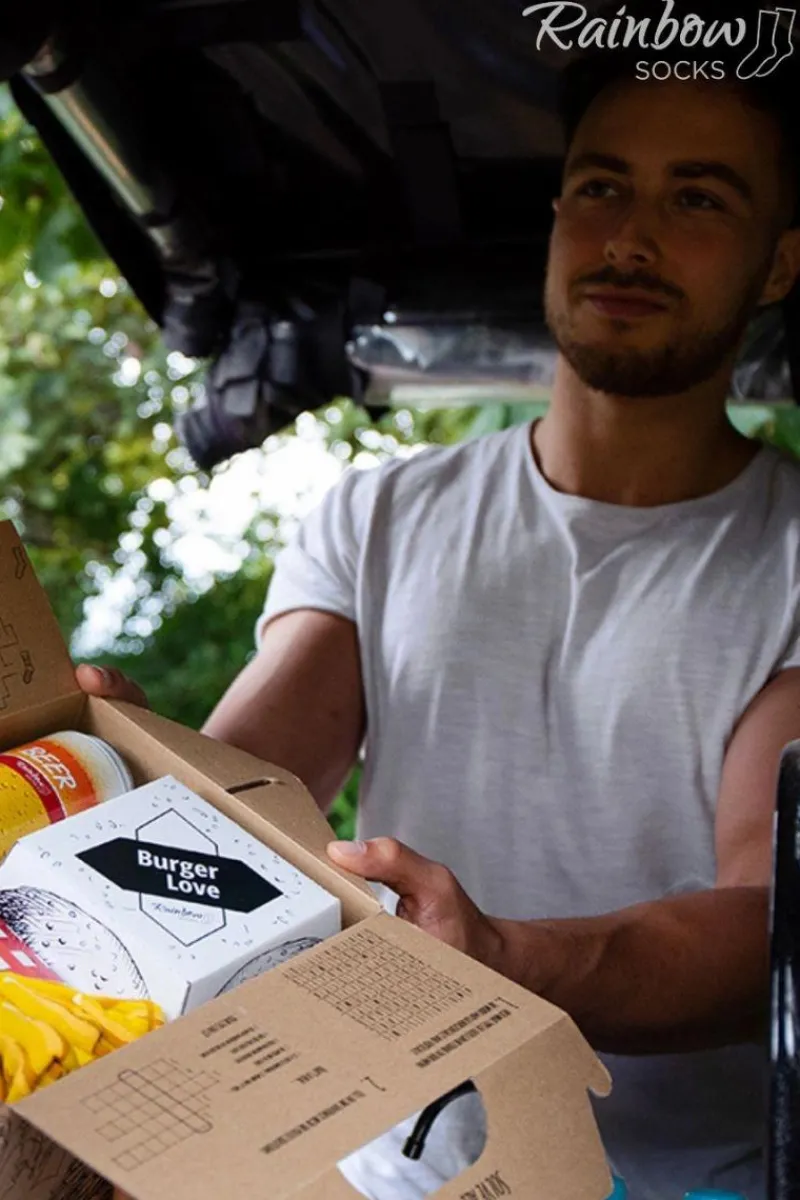 Hot Skarpetki Rainbow Socks Meal Socks Box Burger Frytki Piwo 5 Par Skarpetki|Skarpetki