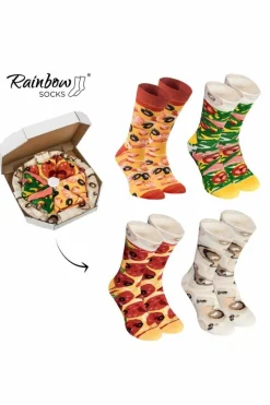 New Skarpetki Rainbow Socks Pizza 4 Pary Pepperoni Owoce Morza Włoska Skarpetki|Skarpetki