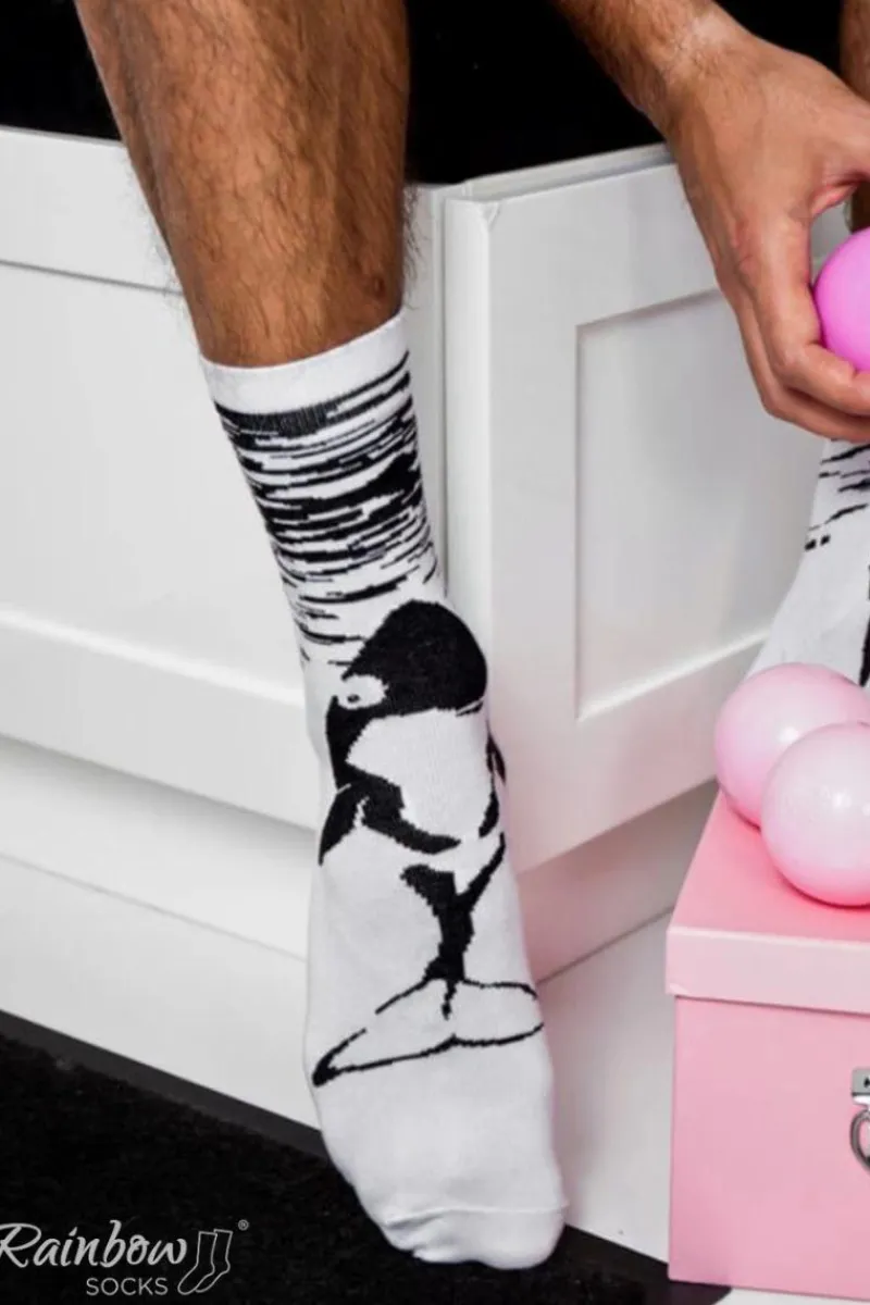 ZOOKSY/RAINBOW SOCKS Skarpetki Rainbow Socks W Motywy Zwierzęce Orka Pingwin Czarno-Białe 2 Pary