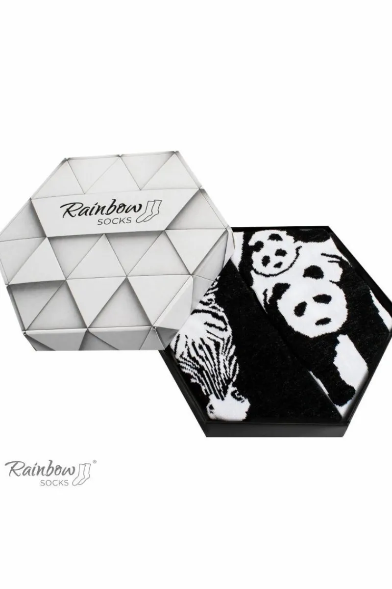 Skarpetki|Skarpetki>ZOOKSY/RAINBOW SOCKS Skarpetki Rainbow Socks W Motywy Zwierzęce Zebra Panda Czarno-Białe 2 Pary Fioletowy