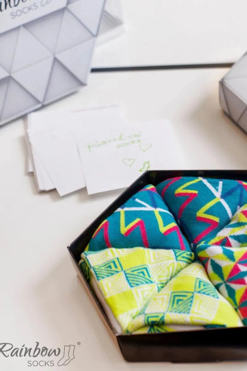 Skarpetki|Skarpetki>ZOOKSY/RAINBOW SOCKS Skarpetki Rainbow Socks W Geometryczne Wzory 3 Pary Wielokolorowy