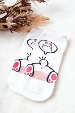 Discount Aura.via Skarpetki Stopki Królik Białe