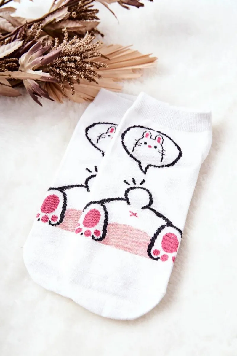 Discount Aura.via Skarpetki Stopki Królik Białe