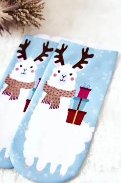 Discount Skarpetki Stopki Lama Z Prezentami Niebieskie Skarpetki|Skarpetki