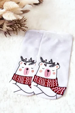 Hot Skarpetki Stopki Miś Jasnoszare Skarpetki|Skarpetki