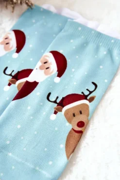 Skarpetki Stopki Mikołaj I Renifer Niebieskie Skarpetki|Skarpetki